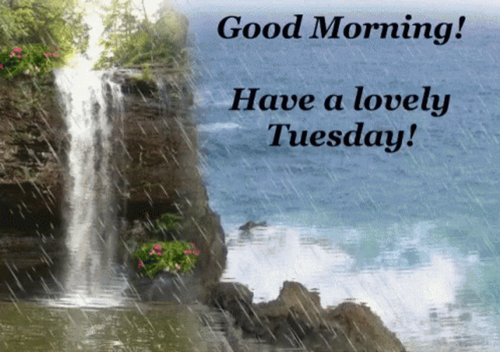 Good Morning Happy Tuesday Falls Nature Raining GIF