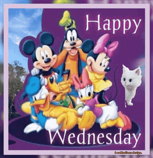 Good Morning Happy Wednesday Disney Cast Mickey Goofy GIF