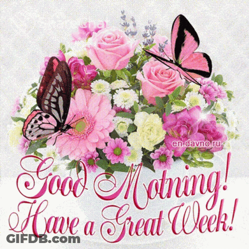 Good Morning! Have A Great Week Bouquet GIF