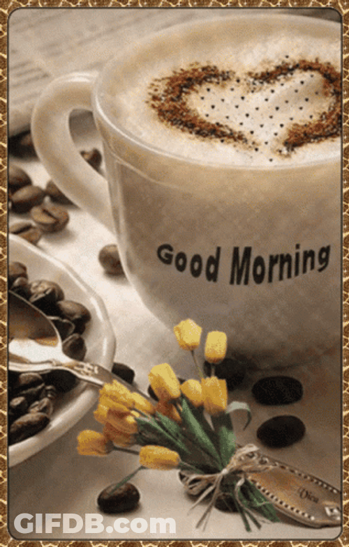 Good Morning Heart Cappucino Coffee GIF