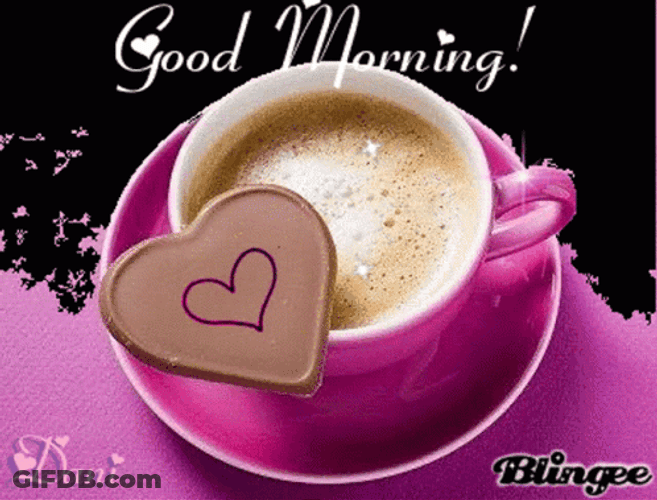 Good Morning Heart Pink Blingee Greeting GIF