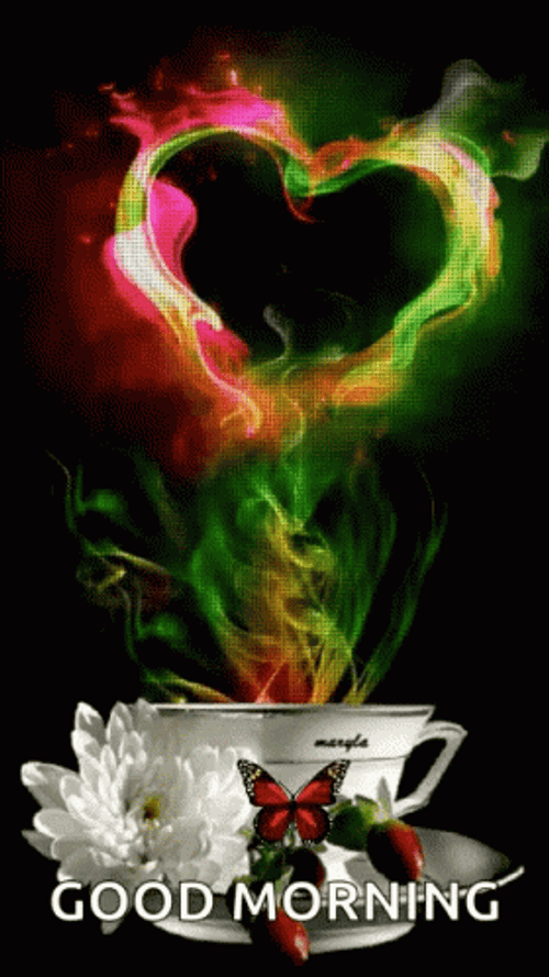 Good Morning Heart Rainbow Tea GIF