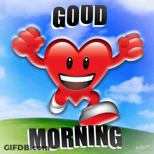 Good Morning Heart Running Happily GIF