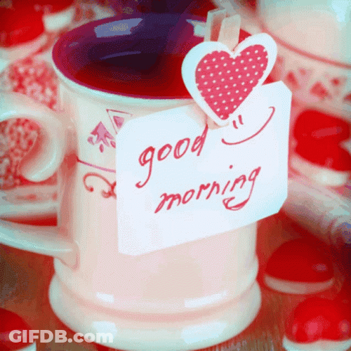 Good Morning Heart Smiling Coffee Cup GIF