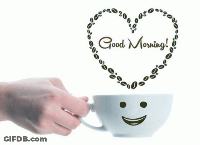 Good Morning Heart Tea Cup GIF