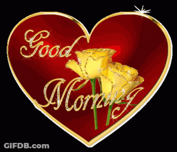Good Morning Heart Yellow Rose GIF