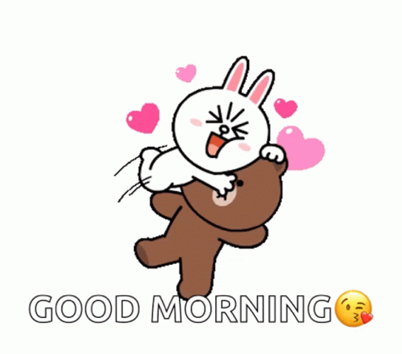 Good Morning Hug Brown Bear Cony Bunny GIF