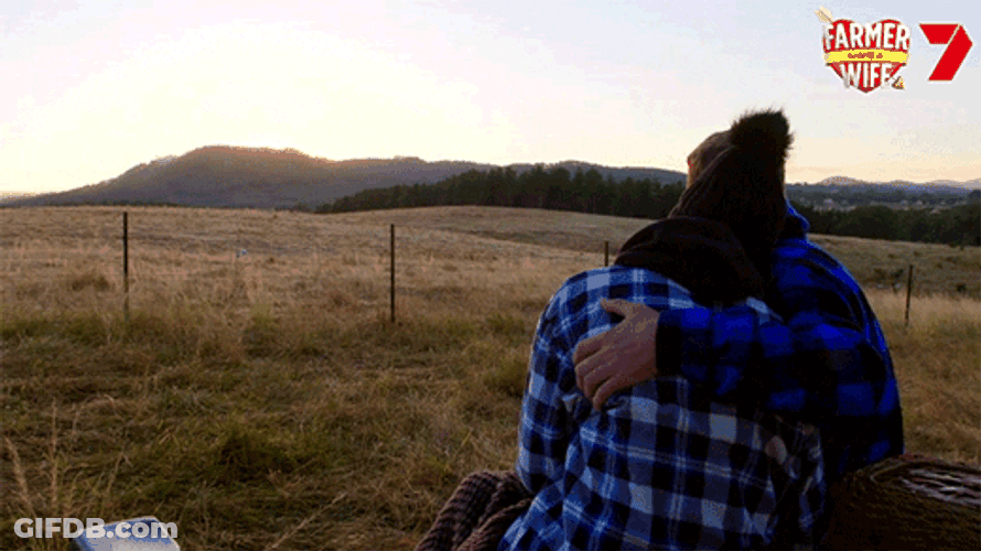 Good Morning Hug Couple Camping GIF
