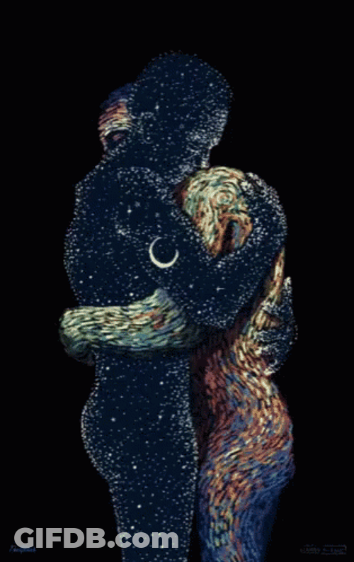 Good Morning Hug Trippy Art Couple GIF