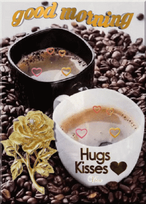 Good Morning Hugs And Kisses Coffee GIF