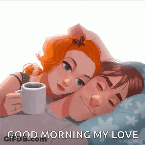 Good Morning Husband Cartoon Couple GIF
