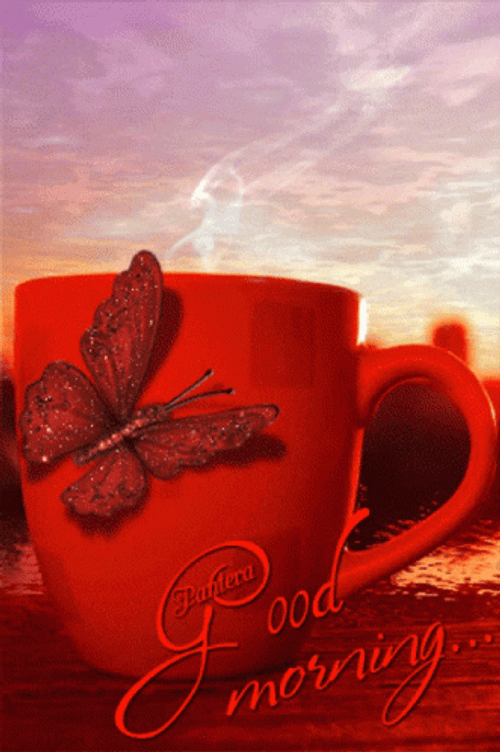 Good Morning I Love You Butterfly Coffee GIF