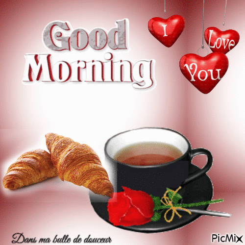 Good Morning I Love You Croissant Coffee GIF