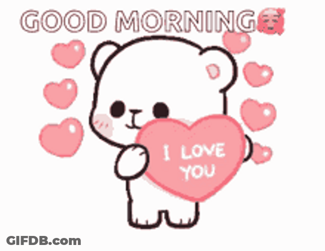 Good Morning I Love You White Bear Hearts GIF