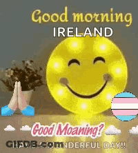 Good Morning Ireland Smiley Face Praying Hands GIF