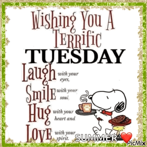 Good Morning It's Tuesday Snoopy Wishing GIF
