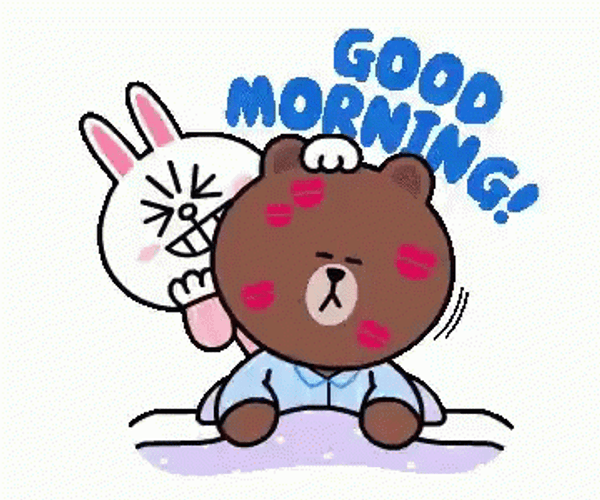 Good Morning Kiss Cony And Brown GIF
