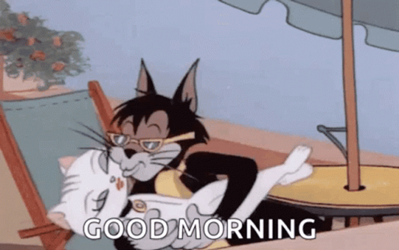Good Morning Kiss Funny Cartoon GIF