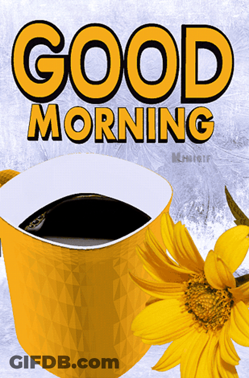 Good Morning M Yellow Cup Sunflower GIF