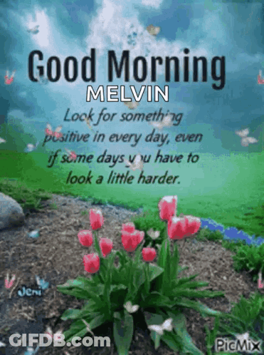 Good Morning Melvin With Flowers GIF