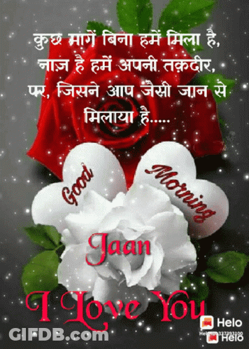 Good Morning Message In Foreign Language With Red Rose GIF