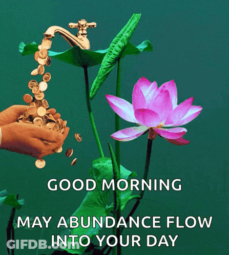 Good Morning Message With Pink Flower GIF