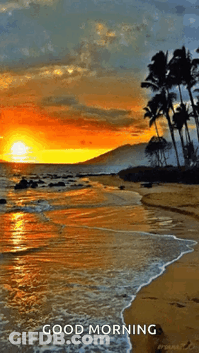 Good Morning Message With Sunset Beach GIF