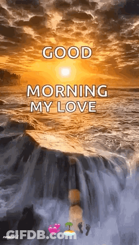Good Morning Message With Waterfall GIF