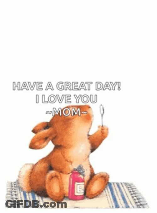Good Morning Mom Rabbit Blowing Bubbles GIF