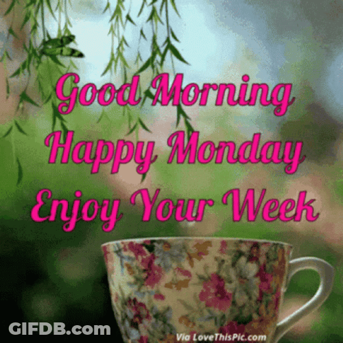 Good Morning Monday Blessings Coffee Cup GIF