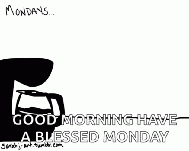 Good Morning Monday Funny Animated Girl Drink Coffee GIF