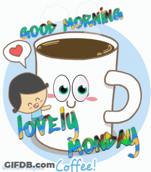 Good Morning Monday Funny Boy With Coffee GIF