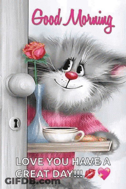 Good Morning Monday Funny Cat With Coffee GIF