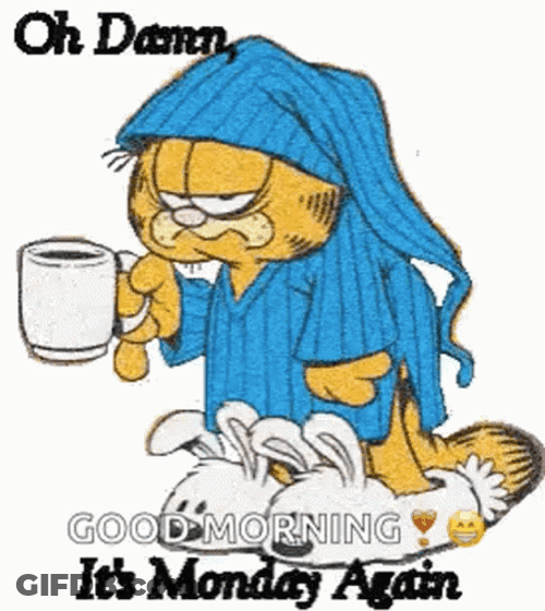 Good Morning Monday Funny Grumpy Garfield GIF