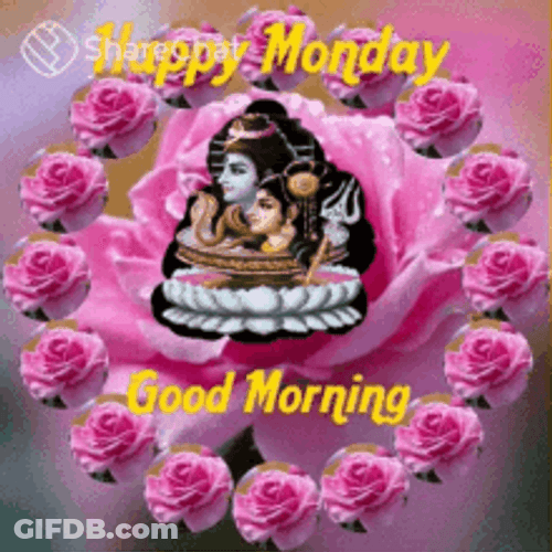 Good Morning Monday With Pink Circling Roses GIF
