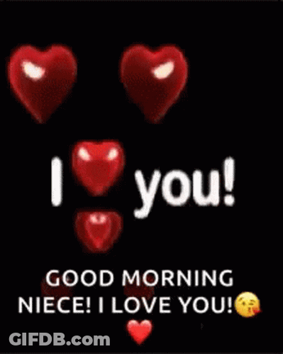 Good Morning Niece I Love You Red Hearts GIF