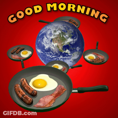 Good Morning Poster With Eggs Bacon And Sausages GIF