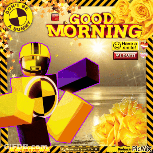 Good Morning Poster With Yellow And Purple Border GIF