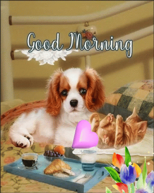 Good Morning Puppies Animated Breakfast GIF