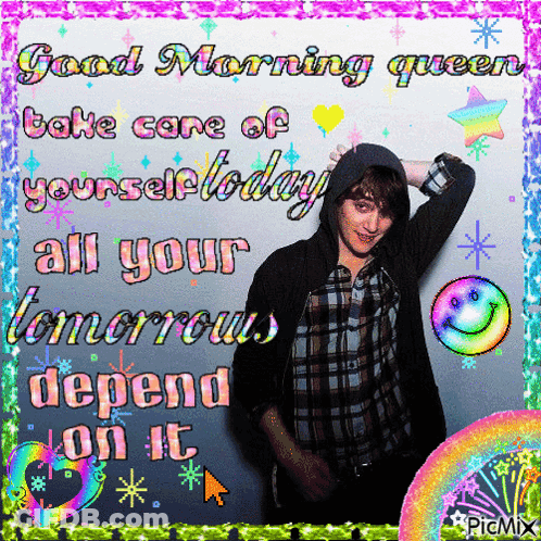 Good Morning Queen Greeting Card Man In Hoodie GIF
