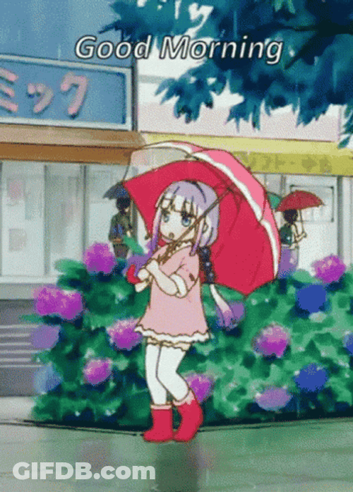 Good Morning Rainy Day Anime Girl GIF