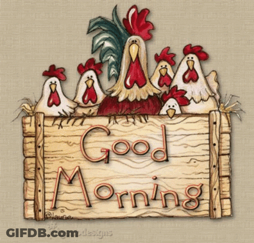 Good Morning Rooster In Basket Artwork GIF