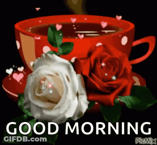 Good Morning Rose Coffee Heart GIF