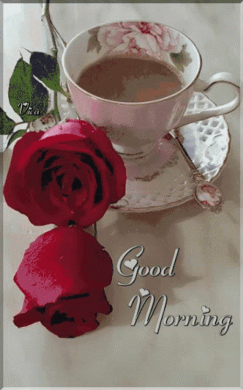 Good Morning Roses Cup Of Coffee GIF