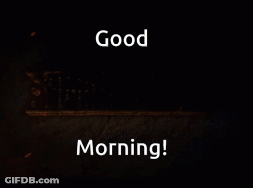 Good Morning Sign White Letters Black Background GIF