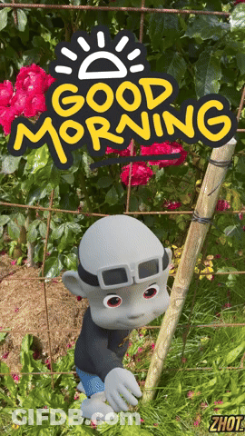Good Morning Sign With Cartoon Character GIF