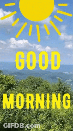 Good Morning Sign With Sun And Trees GIF