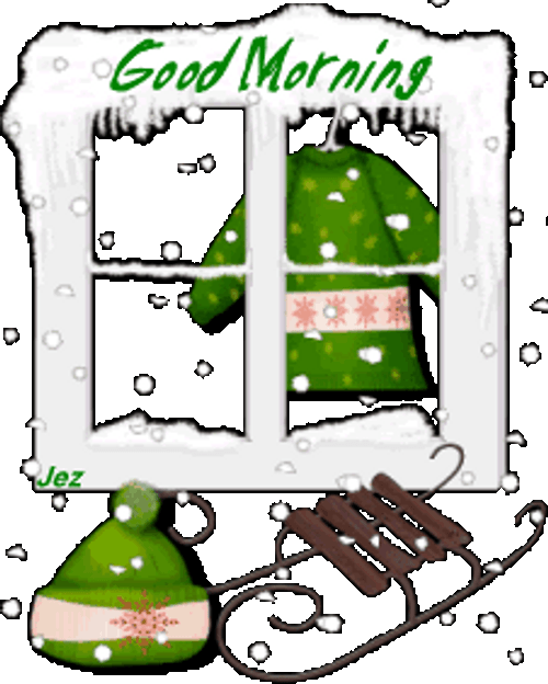 Good Morning Snow Cold Sweater Cartoon GIF