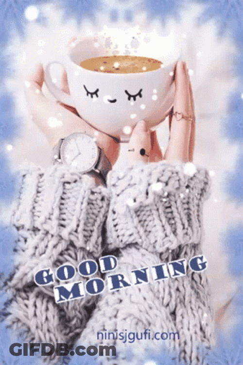 Good Morning Snow Cup Of Coffee GIF