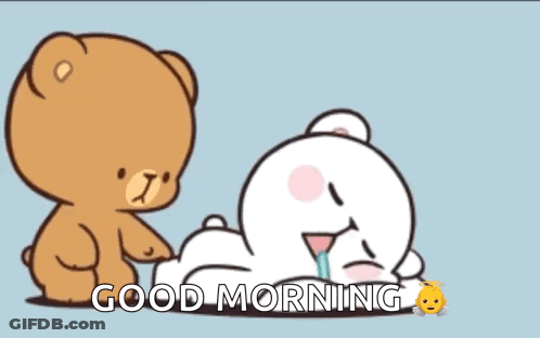 Good Morning Standing And Sleeping Teddy Bears GIF